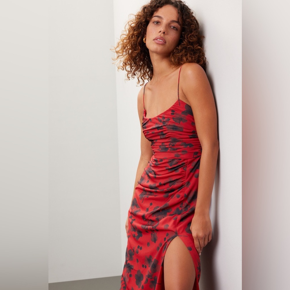 Hutch Vibrant Red Dress with Black Straps